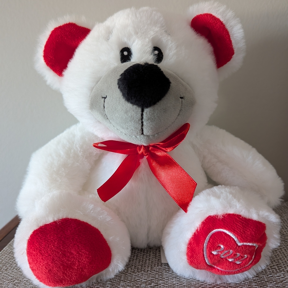 2022 White and Red Plush Bear